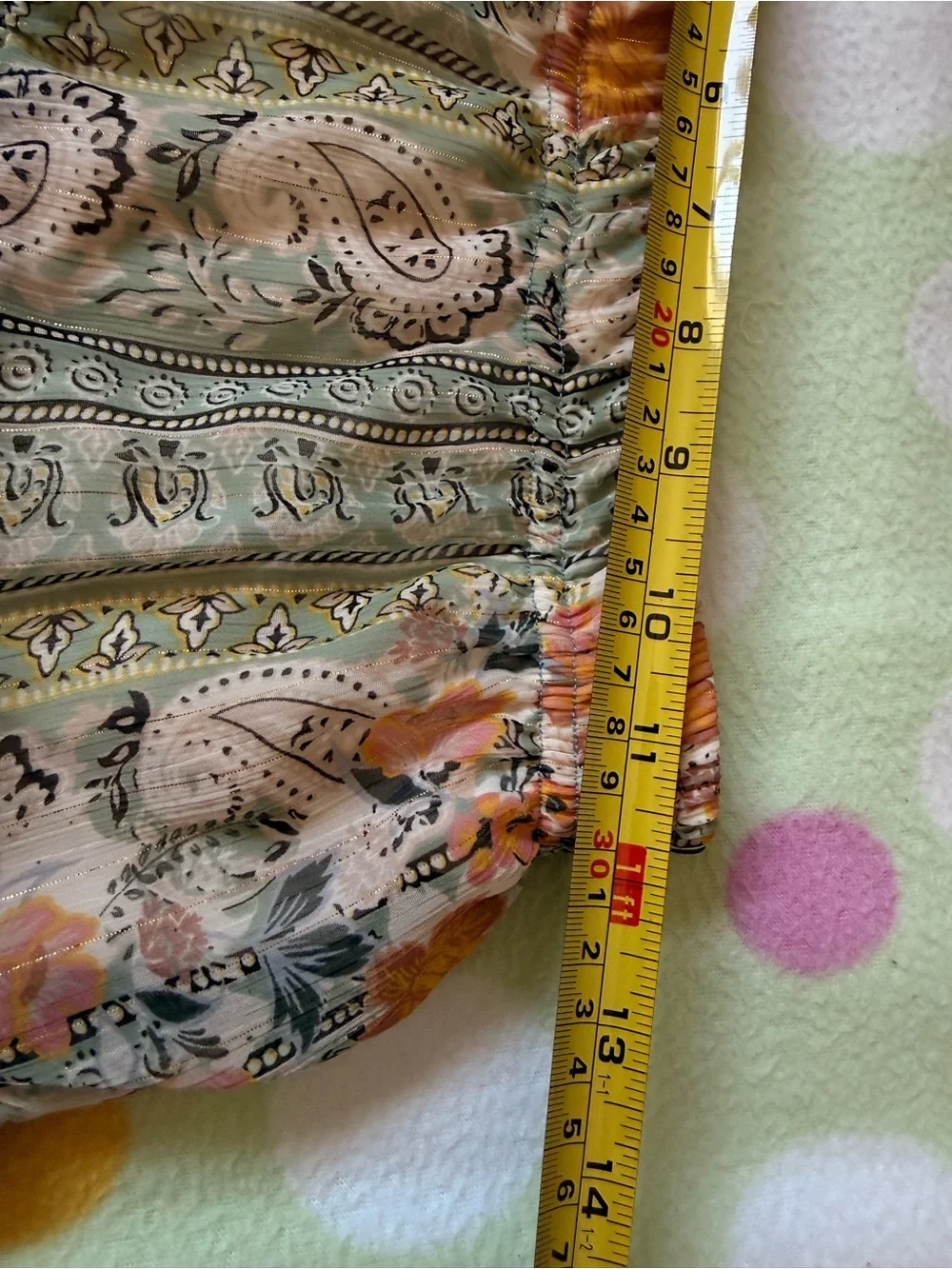 Altar'd State Sage Green Floral Tiered A-Line Skirt with Peach Accents - Picture 6 of 12